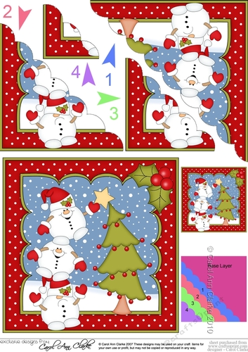 Christmas Snowball Sam & Friends add the Star to the Christmas Tree Scallop Corner Topper