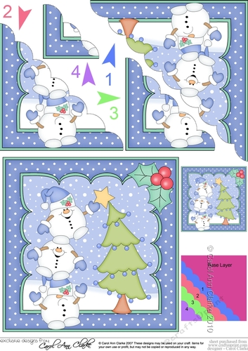 Christmas Snowball Sam & Friends add the Star to the Christmas Tree Scallop Corner Topper