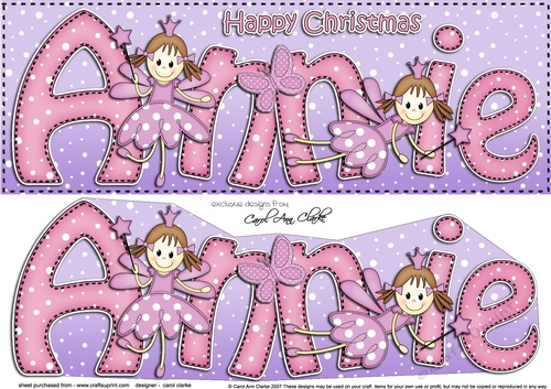 Large DL Merry Christmas ANNIE 3D decoupage 