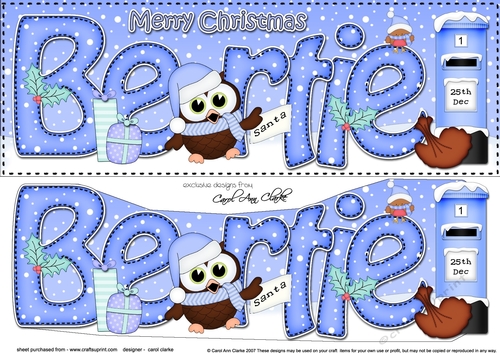 Large DL Merry Christmas BERTIE 3D decoupage 