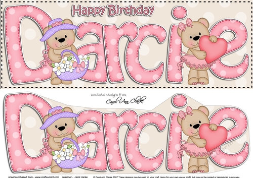 Large DL Birthday DARCIE 3D decoupage