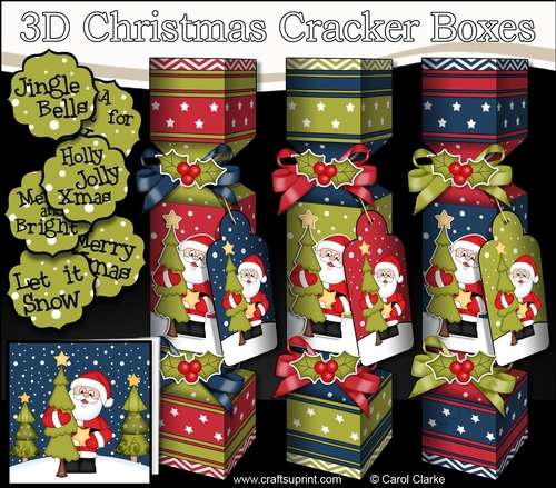 3D Christmas Cracker Boxes Santa has a Christmas Tree