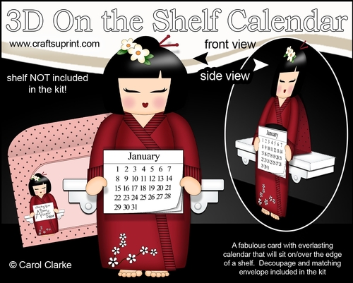 3D On the Shelf Everlasting Calendar Kit - Japenese Kokeshi Doll Aika