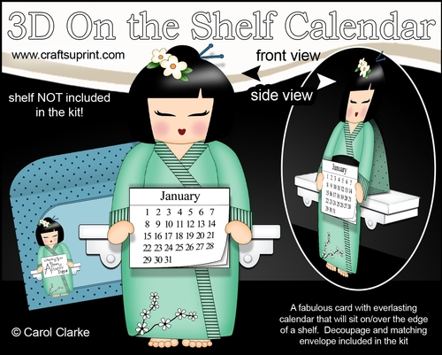 3D On the Shelf Everlasting Calendar Kit - Japenese Kokeshi Doll Chika