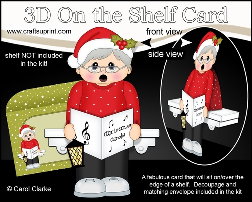 3D On the Shelf Card Kit - Christmas Old Man goes Carol Singing