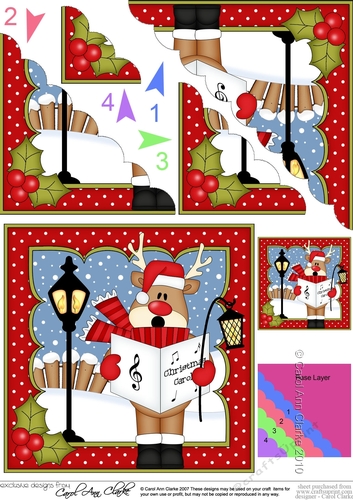 Christmas OOps Rudolph goes Carol Singing Corner Topper