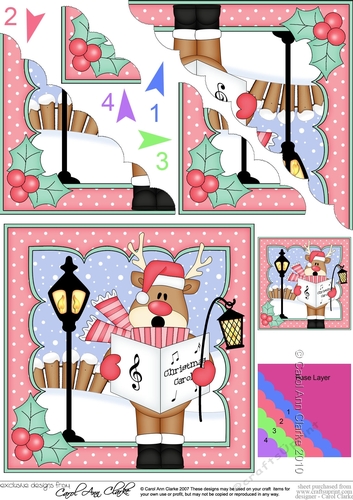 Christmas OOps Rudolph goes Carol Singing Corner Topper