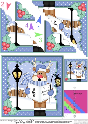 Christmas OOps Rudolph goes Carol Singing Corner Topper