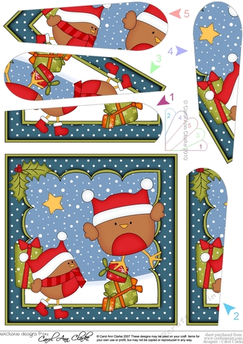 Christmas Bobbin Robin has a Christmas Present Fan Pyramage Topper