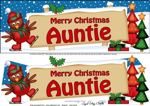 large DL Christmas AUNTIE Robin Signpost 3d decoupage