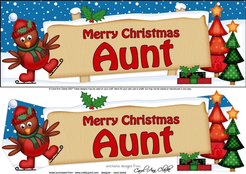 large DL Christmas AUNT Robin Signpost 3d decoupage