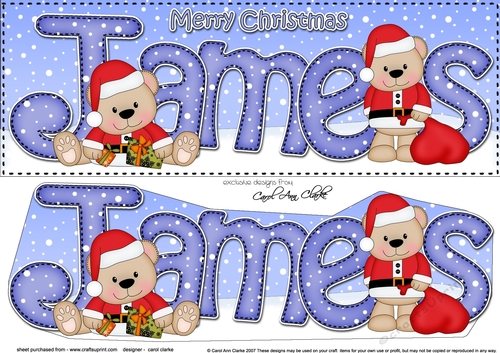 Large DL Merry Christmas JAMES 3D decoupage 
