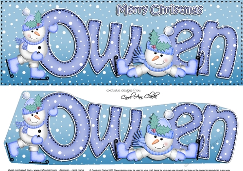 Large DL Merry Christmas OWEN 3D decoupage 