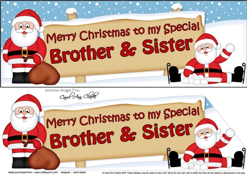 Large DL Merry Christmas BROTHER & SISTER 3D decoupage 