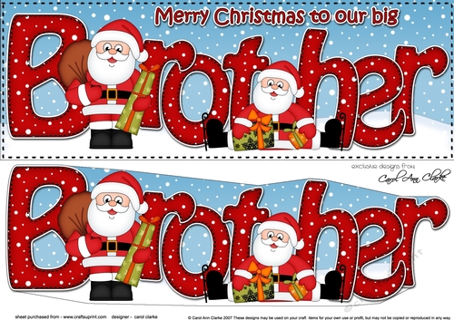 Large DL Merry Christmas TO OUR BIG BROTHER 3D decoupage 