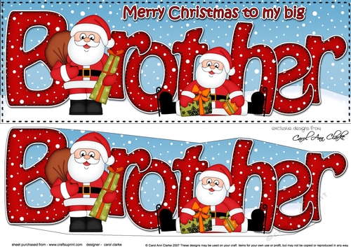 Large DL Merry Christmas TO MY BIG BROTHER 3D decoupage 