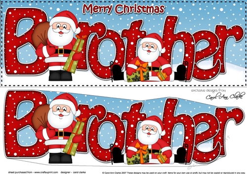 Large DL Merry Christmas BROTHER 3D decoupage 