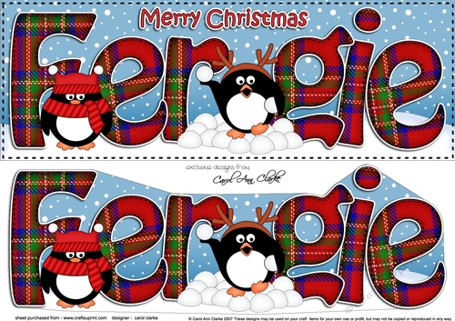 Large DL Merry Christmas FERGIE 3D decoupage 
