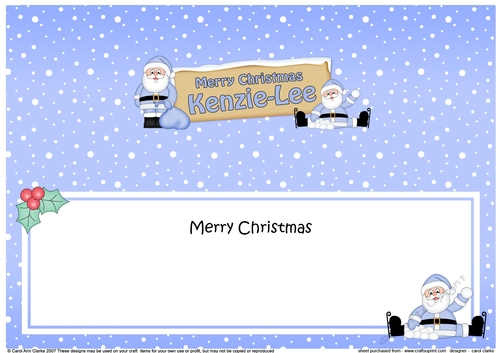 Large DL Merry Christmas KENZIE-LEE insert