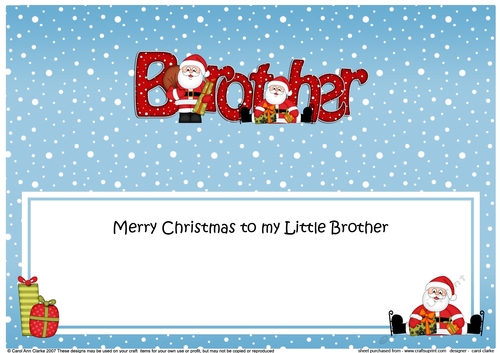 Large DL Merry Christmas TO MY LITTLE BROTHER insert