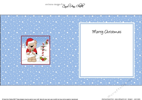 Christmas Livvy Bear is at the North Pole with a Letter & Mistletoe matching insert square landscape
