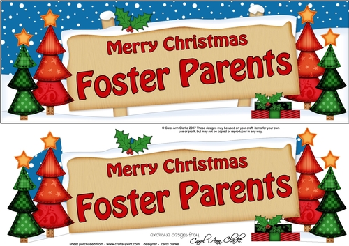 large DL Christmas FOSTER PARENTS Trees Signpost Easicut decoupage