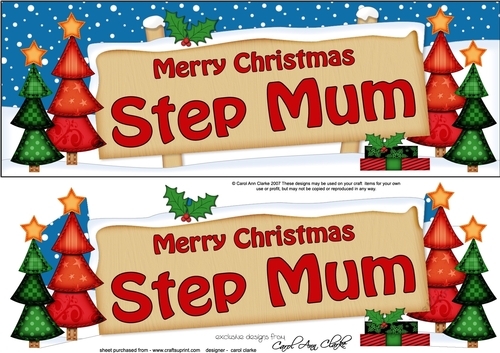 large DL Christmas STEP MUM Trees Signpost Easicut decoupage