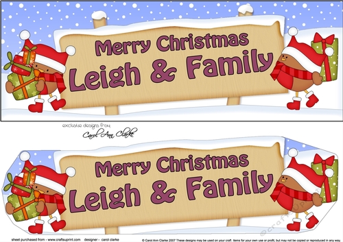 Large DL Merry Christmas LEIGH & FAMILY 3D decoupage 