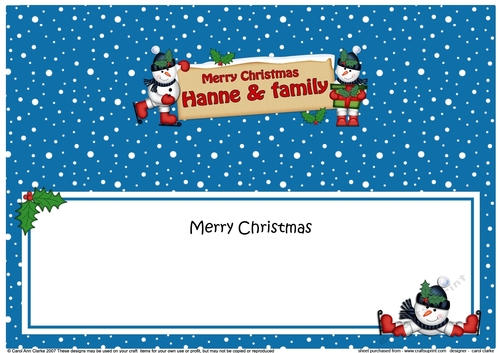 Large DL Merry Christmas HANNE & FAMILY insert