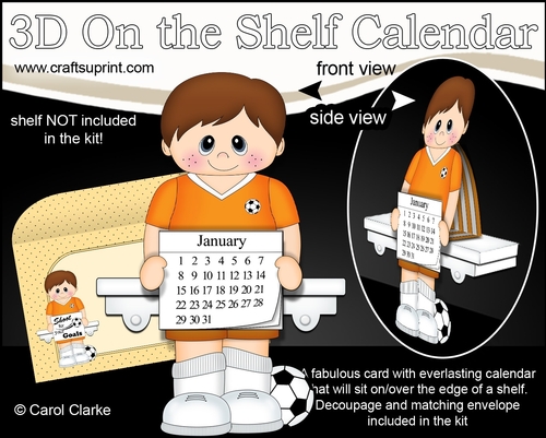 3D On the Shelf Everlasting Calendar Kit - Little Footballer Palmer