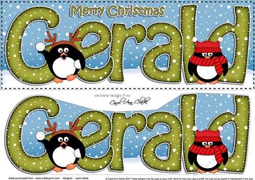Large DL Merry Christmas GERALD 3D decoupage 