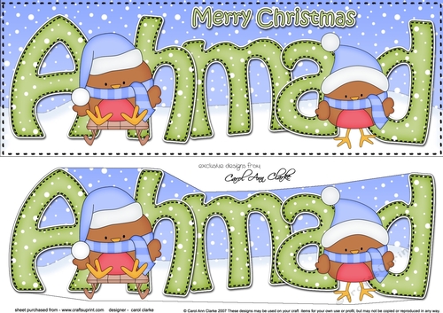 Large DL Merry Christmas AHMAD 3D decoupage 