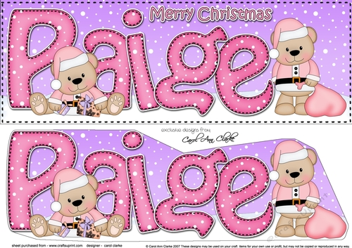 Large DL Merry Christmas PAIGE 3D decoupage 