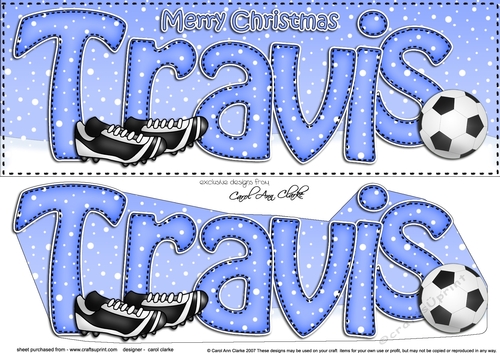 Large DL Merry Christmas TRAVIS 3D decoupage 