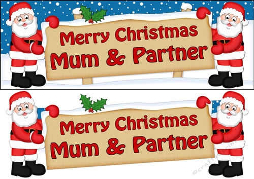 Large DL Merry Christmas MUM & PARTNER 3D decoupage 