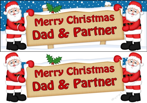 Large DL Merry Christmas DAD & PARTNER 3D decoupage 