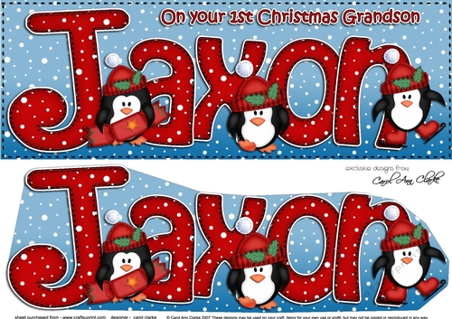 Large DL Merry 1st Christmas Grandson JAXON 3D decoupage