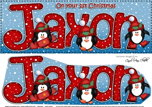 Large DL Merry 1st Christmas JAXON 3D decoupage