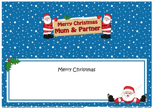 Large DL Merry Christmas MUM & PARTNER insert