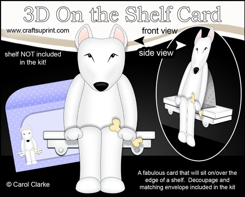 3D On the Shelf Card Kit - British Bull Terrier Dog Earl