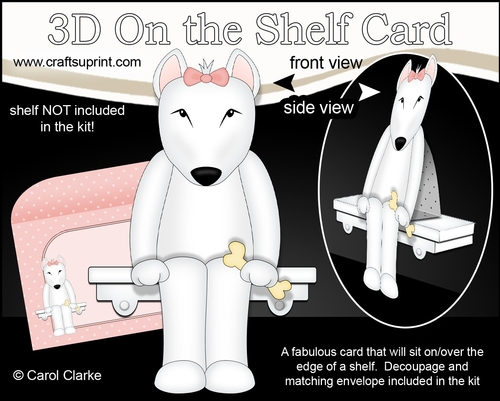 3D On the Shelf Card Kit - British Bull Terrier Dog Countess