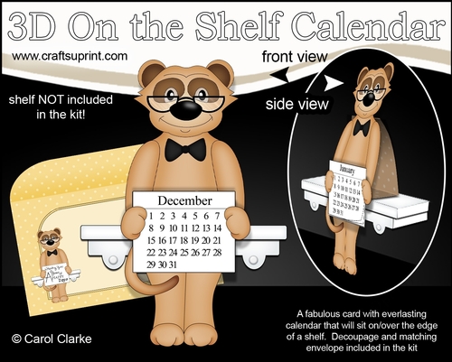 3D On the Shelf Everlasting Calendar Kit - Cute Little Meerkat Frank
