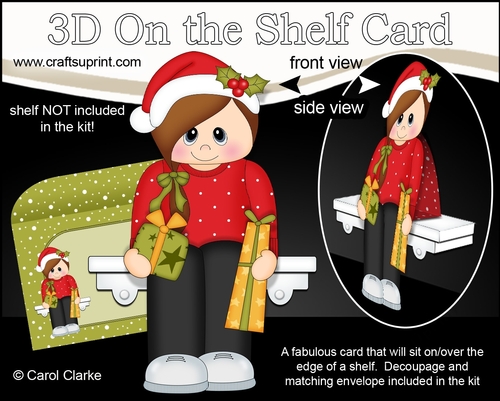 3D On the Shelf Card Kit - Christmas Jumper Teen Girl delivers the Presents