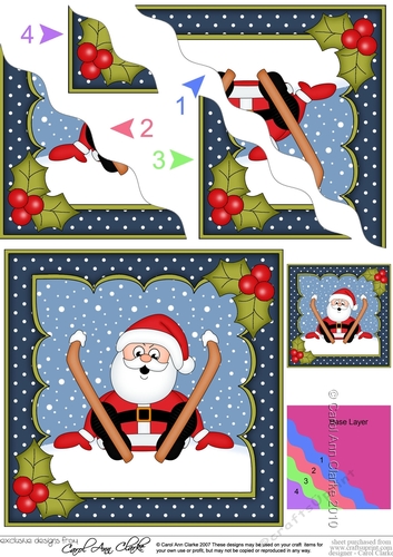 Christmas Santa Oops Skiing Santa Wavy Corner Side Stacker
