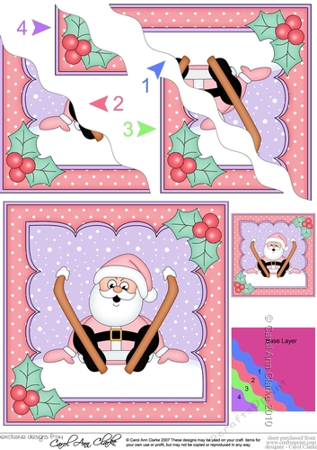 Christmas Santa Oops Skiing Santa Wavy Corner Side Stacker