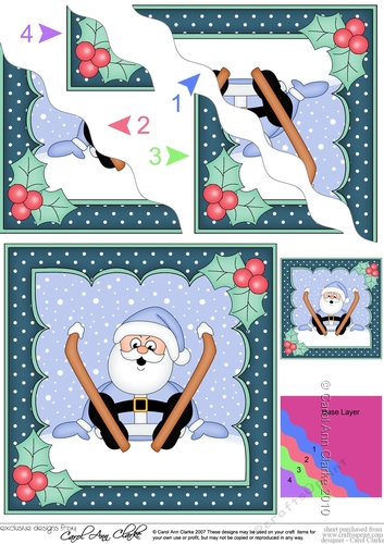 Christmas Santa Oops Skiing Santa Wavy Corner Side Stacker