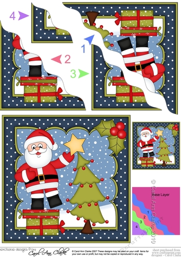 Christmas Santa adds the Star to the Christmas Tree Wavy Corner Side Stacker