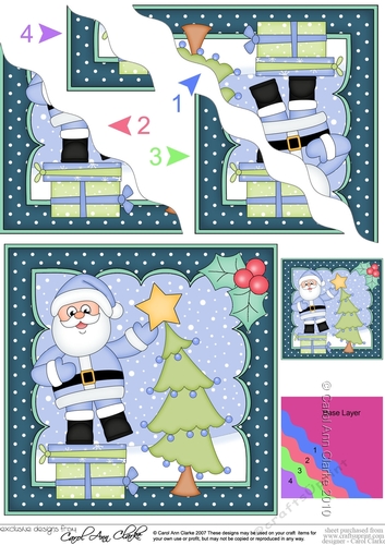 Christmas Santa adds the Star to the Christmas Tree Wavy Corner Side Stacker