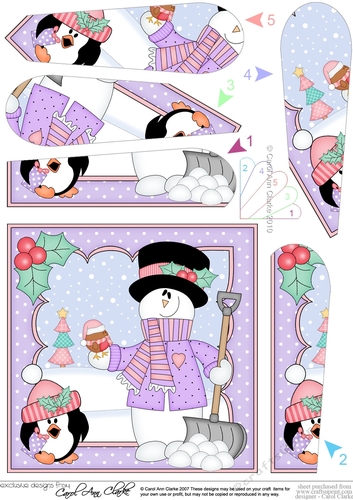 Christmas Snowman Rio and Pip Penguin make Snowballs at the North Pole Fan Pyramage Topper