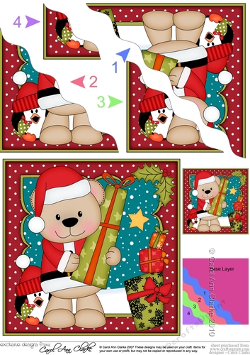 Christmas Livvy Bear & Pip Penguin deliver the Christmas Presents Wavy Corner side stacker Topper